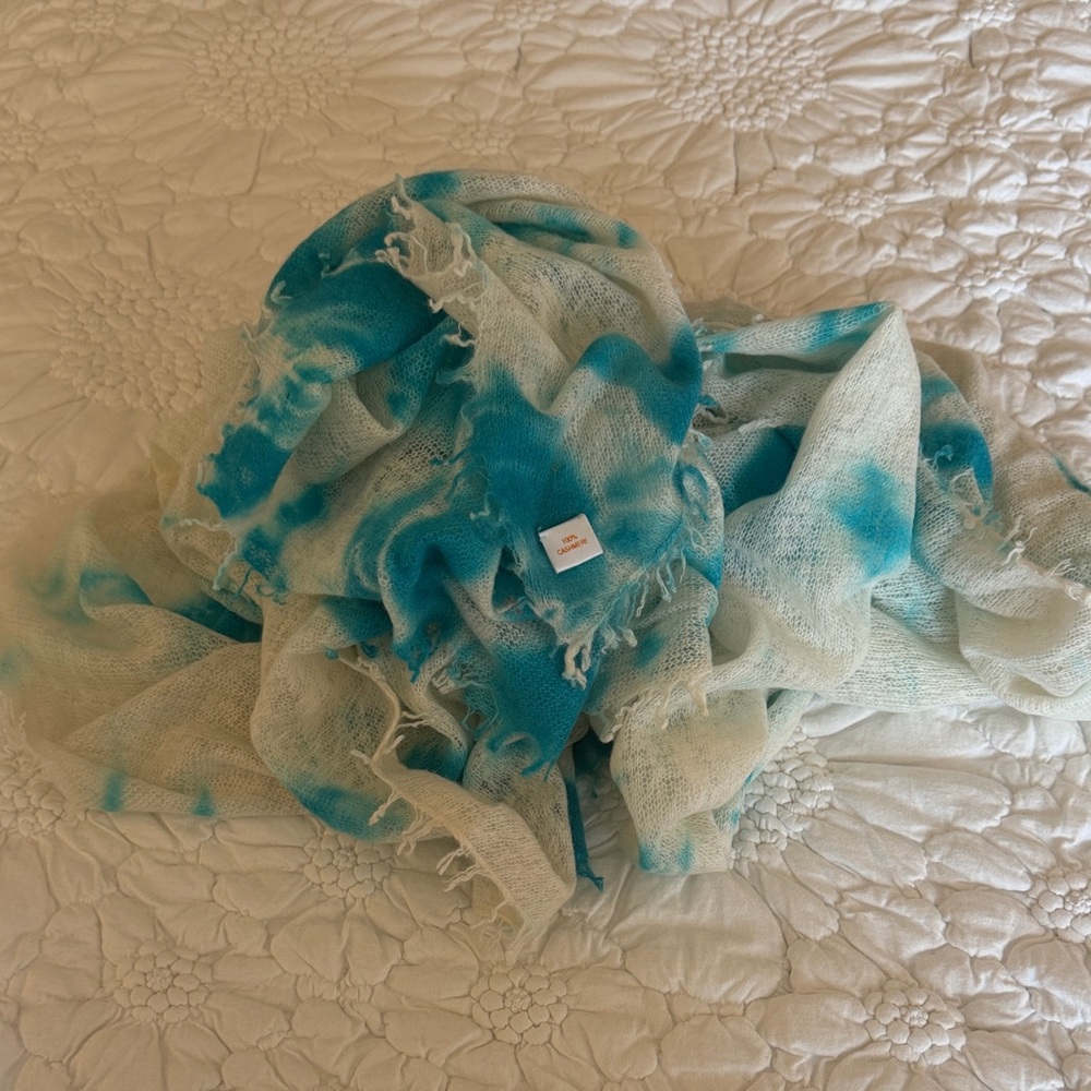 Zinke Turquoise and White Tie-Dye Scarf